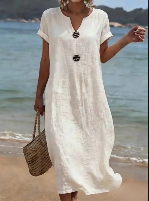 π₯ BUT 2 GET 10% OFF π₯ Women's Casual Solid Color Cotton Linen Dress