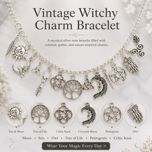 🔥 BUT 2 GET 10% 🔥 Vintage Witchy Charm Bracelet | Celestial Gothic Boho Jewelry for Women