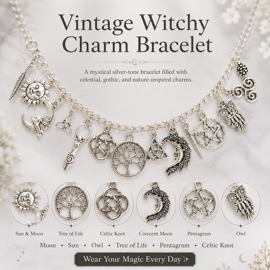 🔥 BUT 2 GET 10% 🔥 Vintage Witchy Charm Bracelet | Celestial Gothic Boho Jewelry for Women