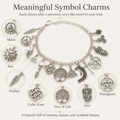 🔥 BUT 2 GET 10% 🔥 Vintage Witchy Charm Bracelet | Celestial Gothic Boho Jewelry for Women