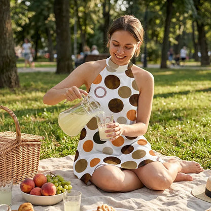 🔥 BUT 2 GET 10% OFF 🔥 LIMITED-TIME 50% OFF! ✨ Flattering Halter A-Line Dress – Polka Dot Print, Sleeveless, Vacation Ready