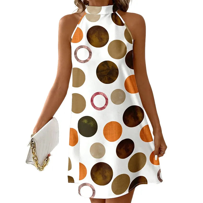🔥 BUT 2 GET 10% OFF 🔥 LIMITED-TIME 50% OFF! ✨ Flattering Halter A-Line Dress – Polka Dot Print, Sleeveless, Vacation Ready