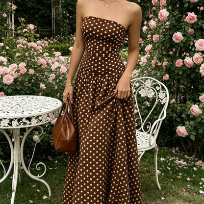 ✨ Women’s Strapless Polka Dot Dress – An Elegant Vacation Essential! ✨