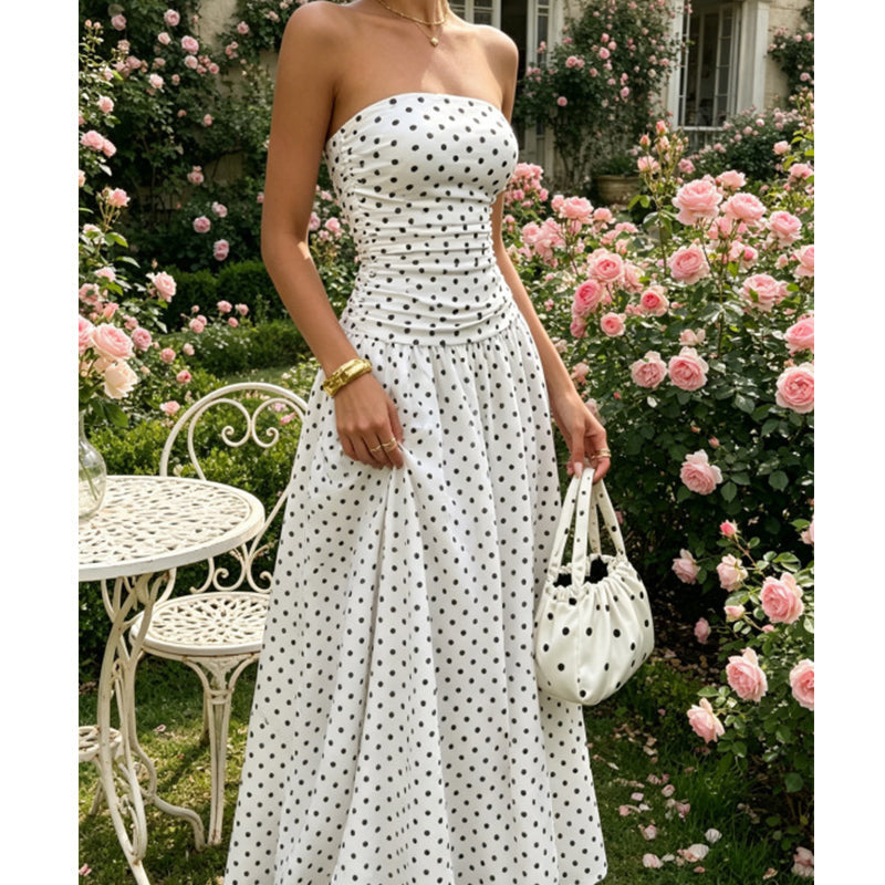 ✨ Women’s Strapless Polka Dot Dress – An Elegant Vacation Essential! ✨