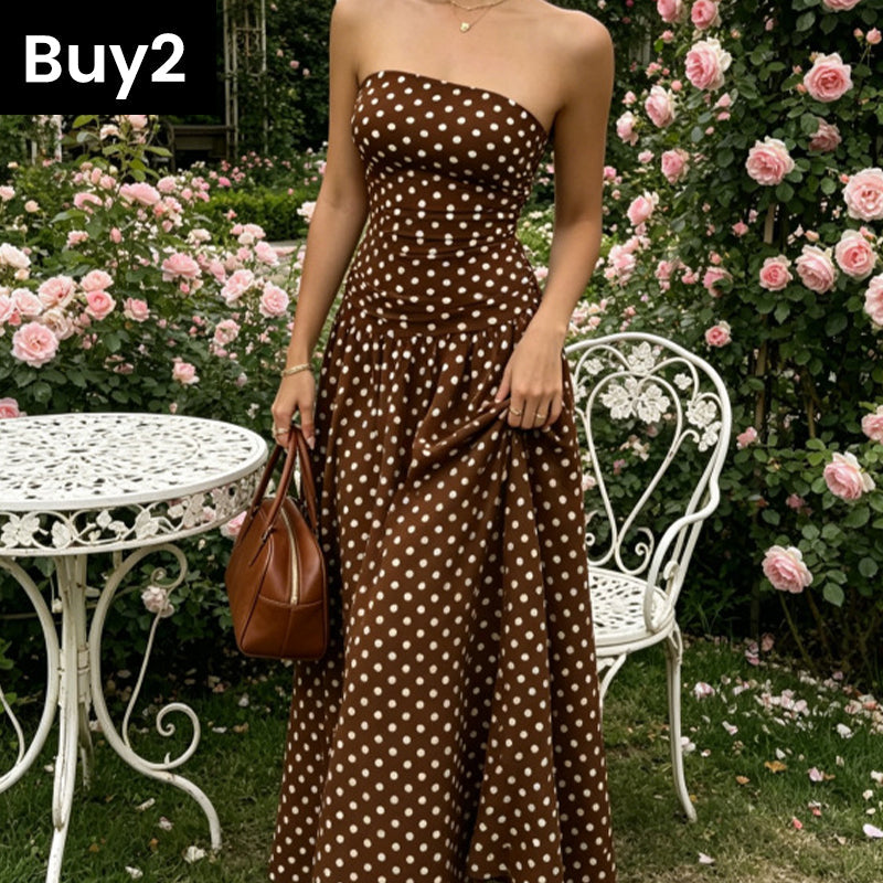✨ Women’s Strapless Polka Dot Dress – An Elegant Vacation Essential! ✨