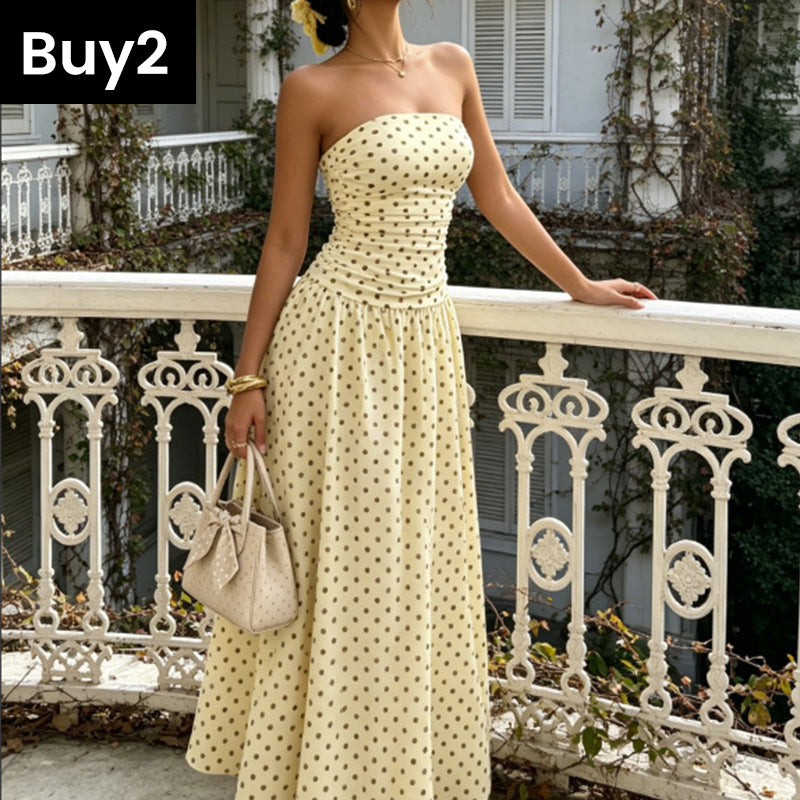 ✨ Women’s Strapless Polka Dot Dress – An Elegant Vacation Essential! ✨
