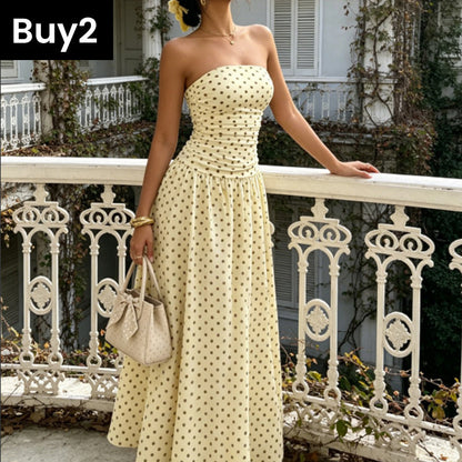 ✨ Women’s Strapless Polka Dot Dress – An Elegant Vacation Essential! ✨