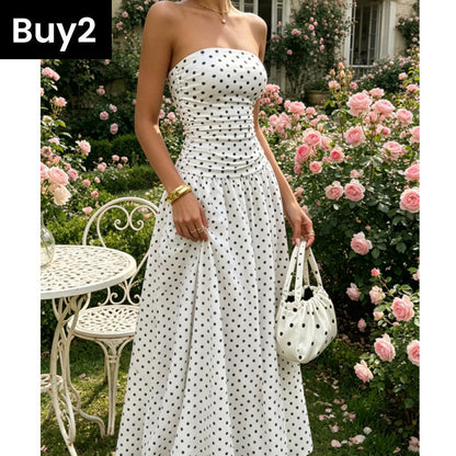 ✨ Women’s Strapless Polka Dot Dress – An Elegant Vacation Essential! ✨