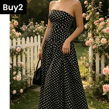 ✨ Women’s Strapless Polka Dot Dress – An Elegant Vacation Essential! ✨