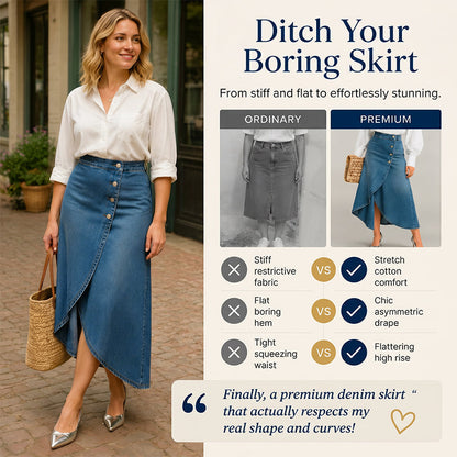 🔥 BUT 2 GET 10% OFF 🔥 Women's High-Waist Irregular Denim Skirt– Effortless Vintage Style