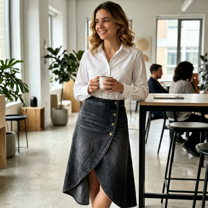 🔥 BUT 2 GET 10% OFF 🔥 Women's High-Waist Irregular Denim Skirt– Effortless Vintage Style