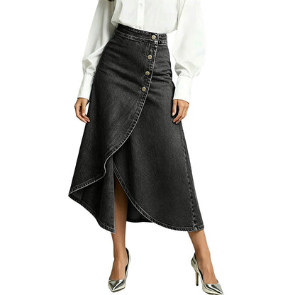 🔥 BUT 2 GET 10% OFF 🔥 Women's High-Waist Irregular Denim Skirt– Effortless Vintage Style