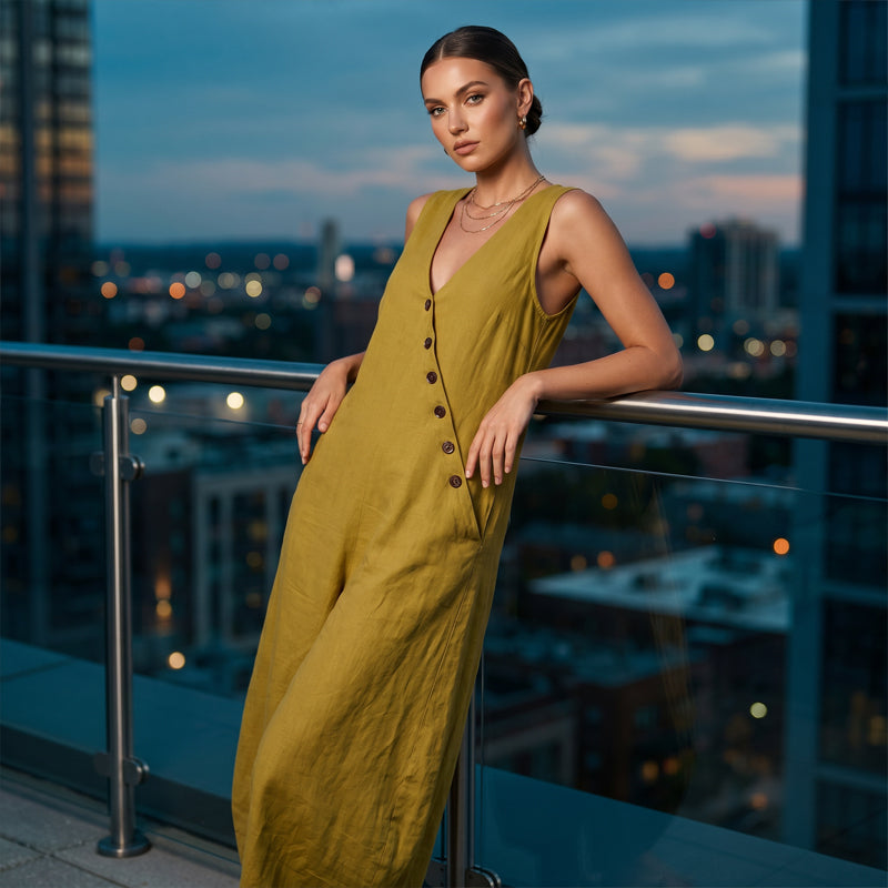 🔥 BUT 2 GET 10% OFF 🔥  Sleeveless V-Neck Jumpsuit with Pockets for Women