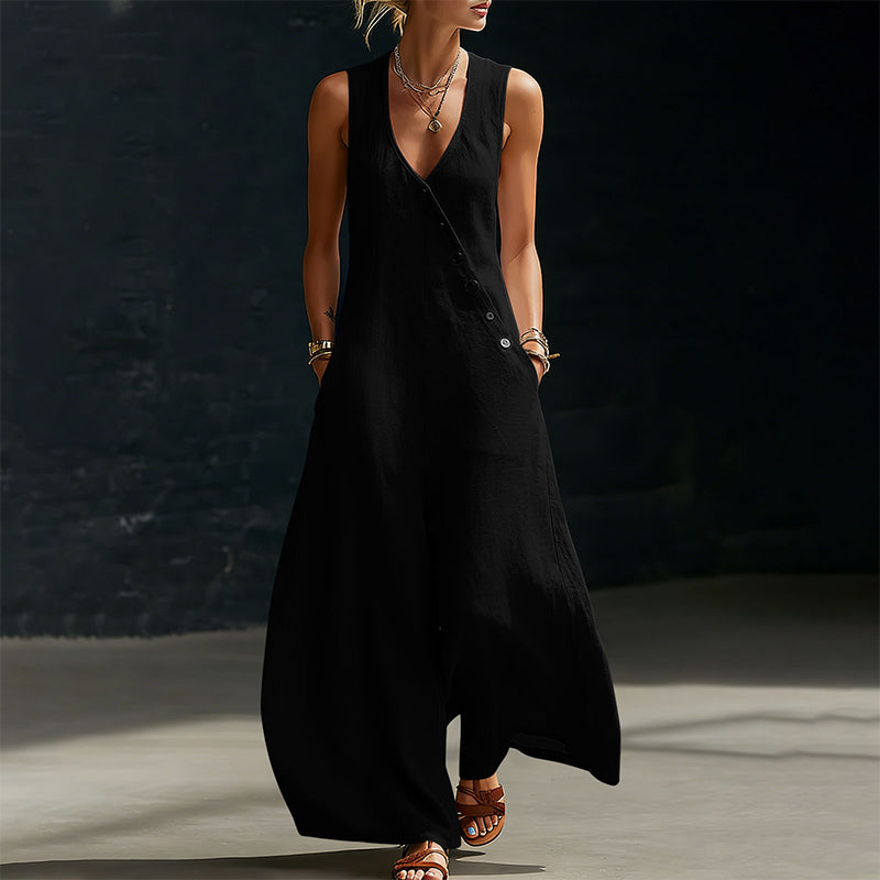 🔥 BUT 2 GET 10% OFF 🔥  Sleeveless V-Neck Jumpsuit with Pockets for Women